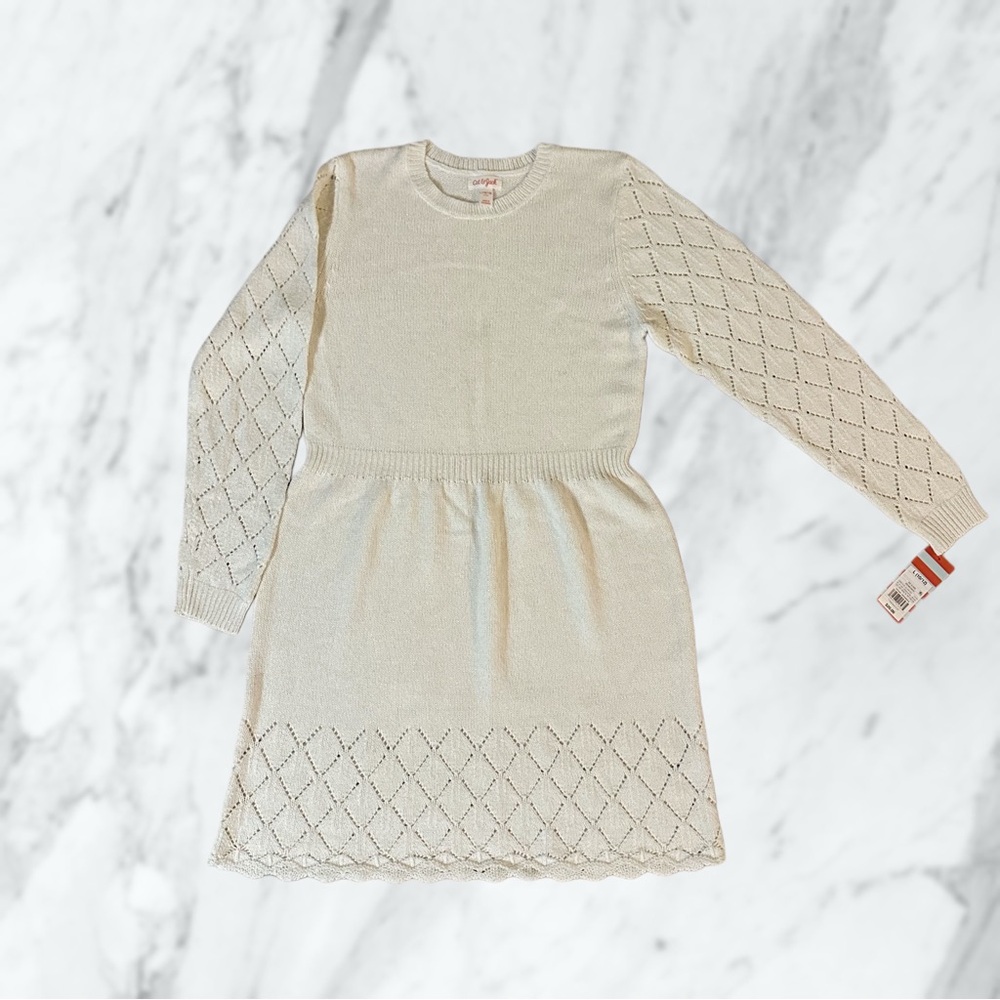Girls Cream Knit Dress